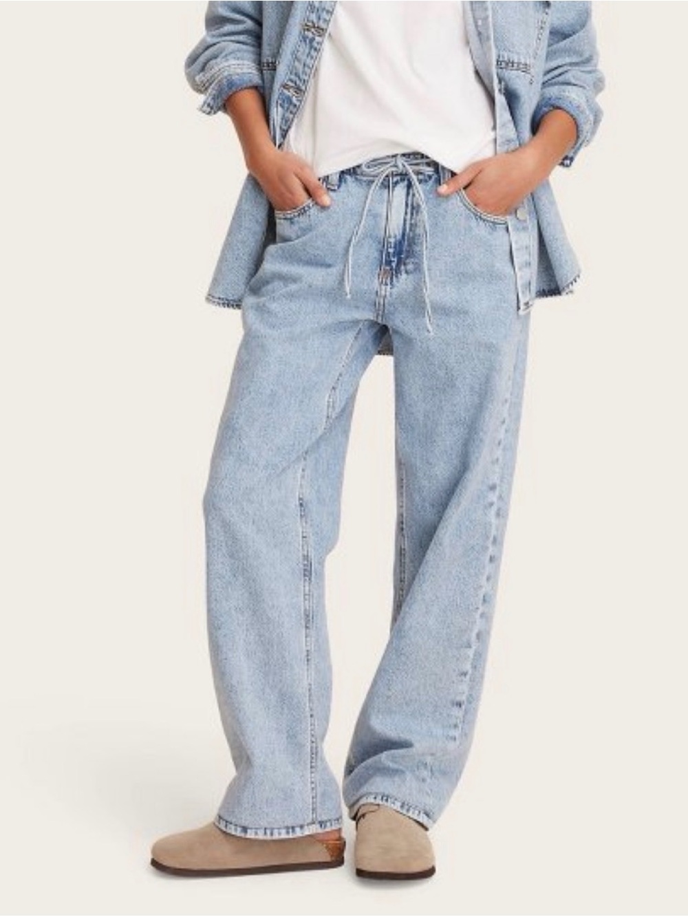 Parke x Target Light Wash Wide Leg Drawstring Jeans - Women 0